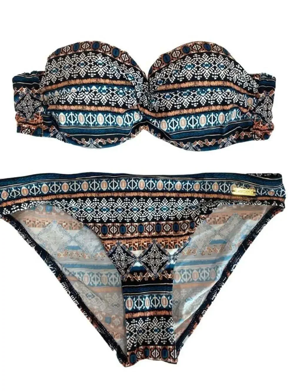 Lascana Multi-Color Aztec Print Two-Piece Bandeau Bikini Set XS